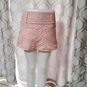 Pink and tan boucle miniskirt